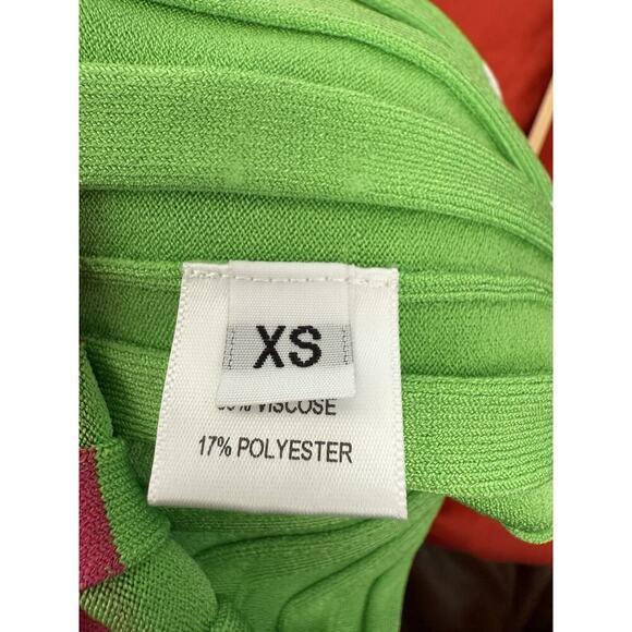 PRABAL GURUNG Striped Ribbed Bodycon Midi Dress In Pink Color Block XS - Picture 14 of 16